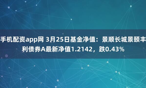 手机配资app网 3月25日基金净值：景顺长城景颐丰利债券A最新净值1.2142，跌0.43%