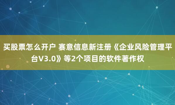 买股票怎么开户 赛意信息新注册《企业风险管理平台V3.0》等2个项目的软件著作权