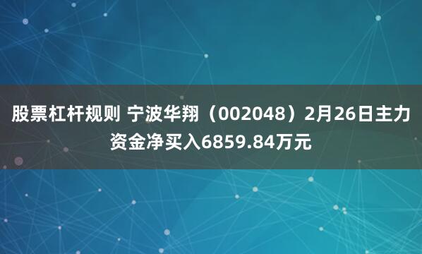 股票杠杆规则 宁波华翔（002048）2月26日主力资金净买入6859.84万元