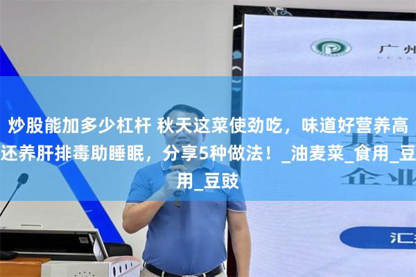 炒股能加多少杠杆 秋天这菜使劲吃，味道好营养高，还养肝排毒助睡眠，分享5种做法！_油麦菜_食用_豆豉
